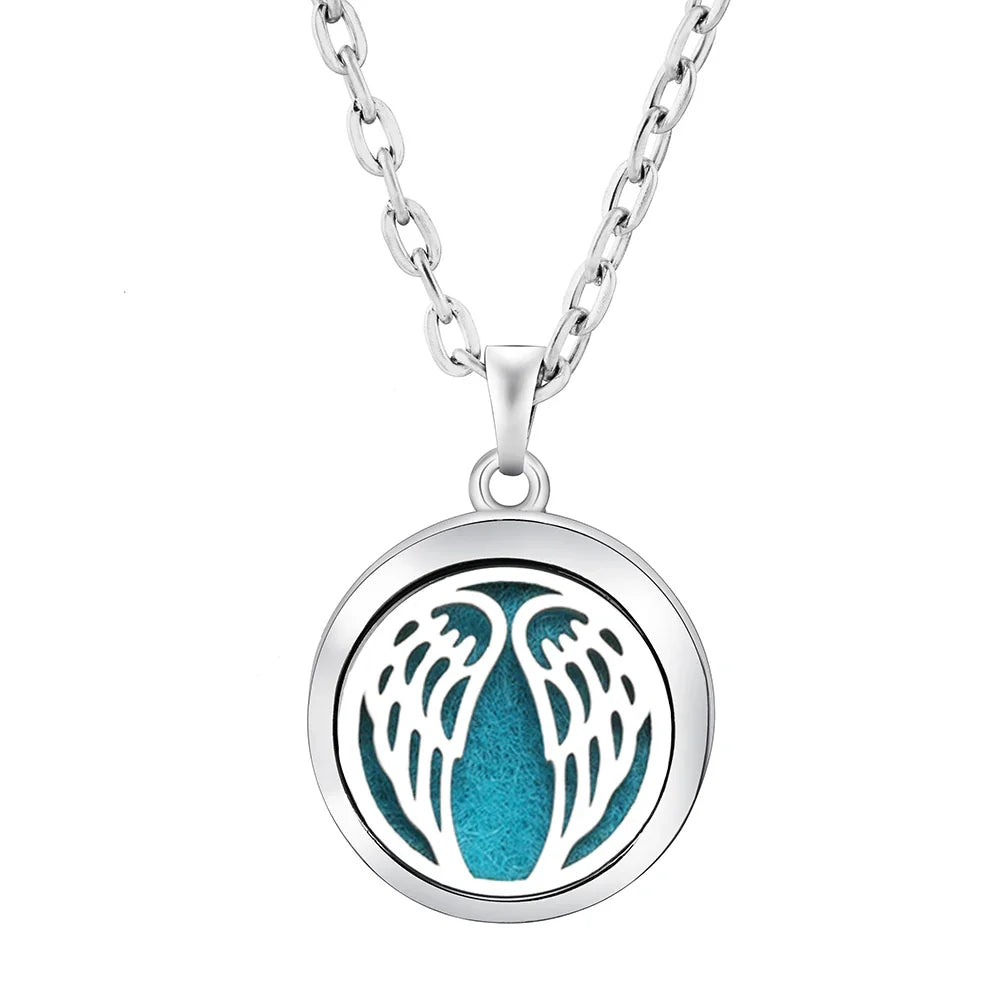 Heart-Shaped Aromatherapy Essential Oil Diffuser Necklace | Stainless Steel Dragonfly Perfume Locket