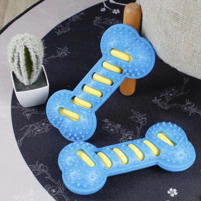 Dog Chew Toys for Aggressive Chewers, Squeaky Rubber Bone Toy, Interactive Pet Teeth Cleaning Toy for Small Medium Large Dogs
