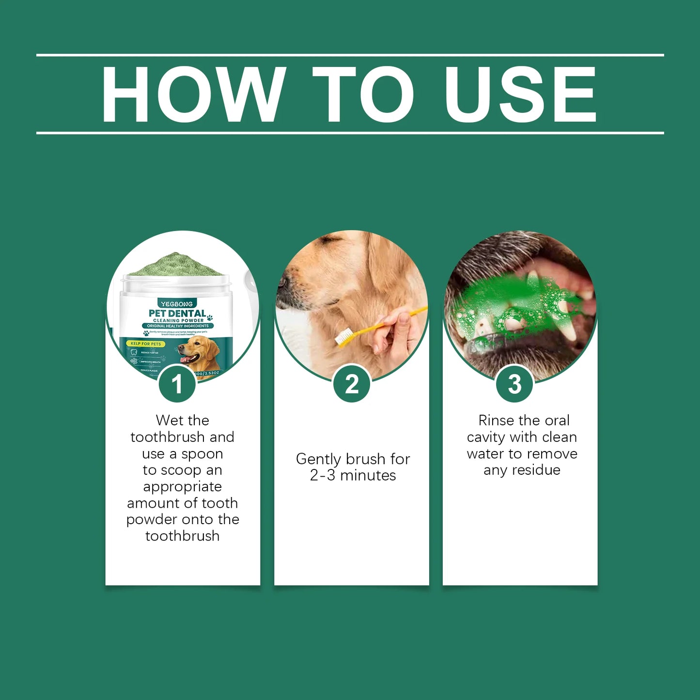 Pet Teeth Cleaning Powder for Dog Reduces Tartar and Calculus Protect Dog Oral Gum Health Freshen Breath Dog Cleaning Products