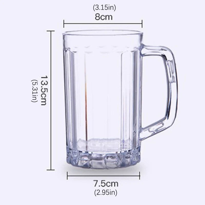 500ML Transparent Beer Mug | Unbreakable Plastic Cup for Drinks