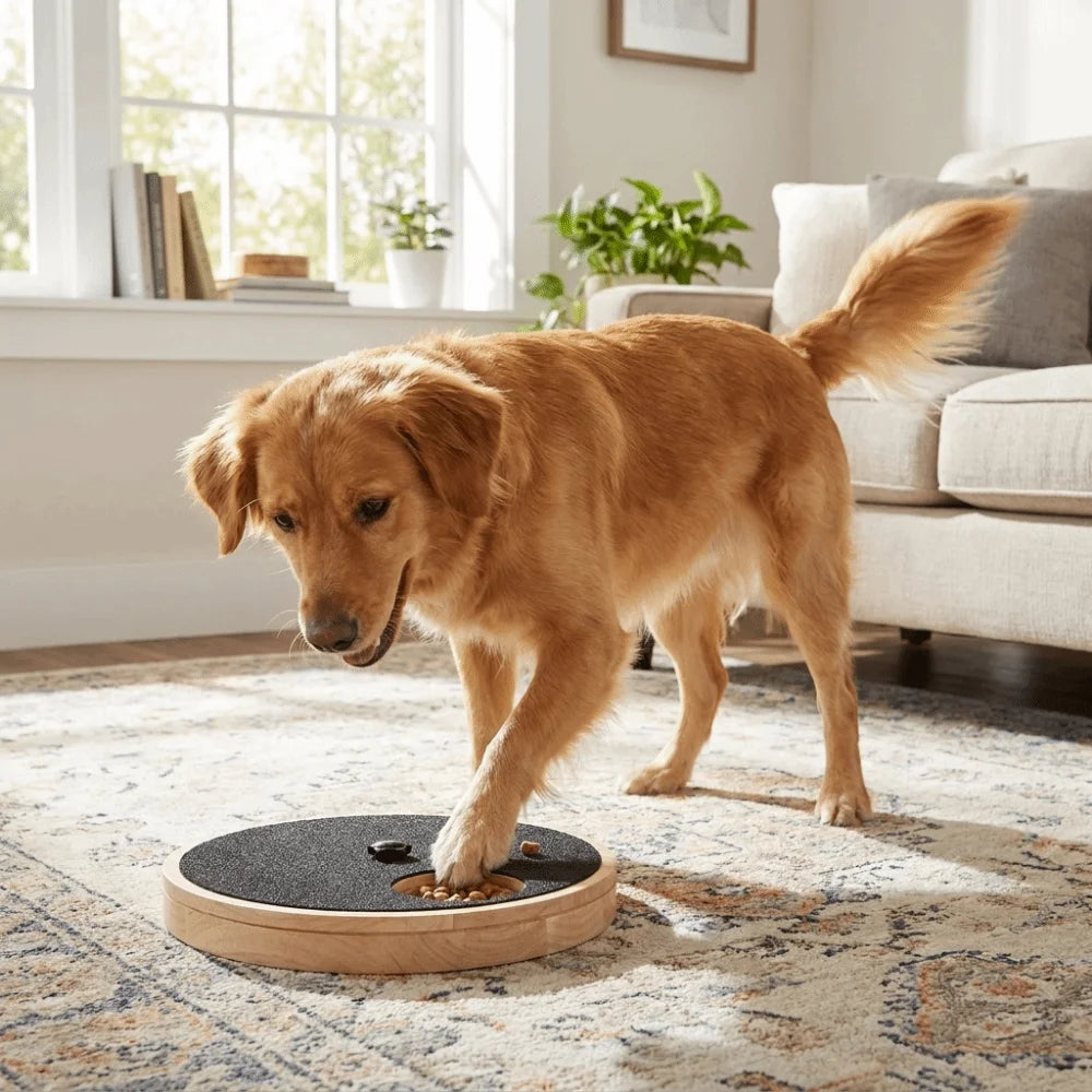 Rotating Dog Scratching Board Round Non-Slip Dog Nail Grinding Pad Wear-resistant with Treat Box Pet Slow Feeding Plate for Dogs
