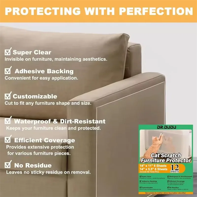 Furniture Scratch Resistant Table Mat Anti Cat Scratch Sofa Sticker PVC Transparent Anti Dog Bite Protective Pad