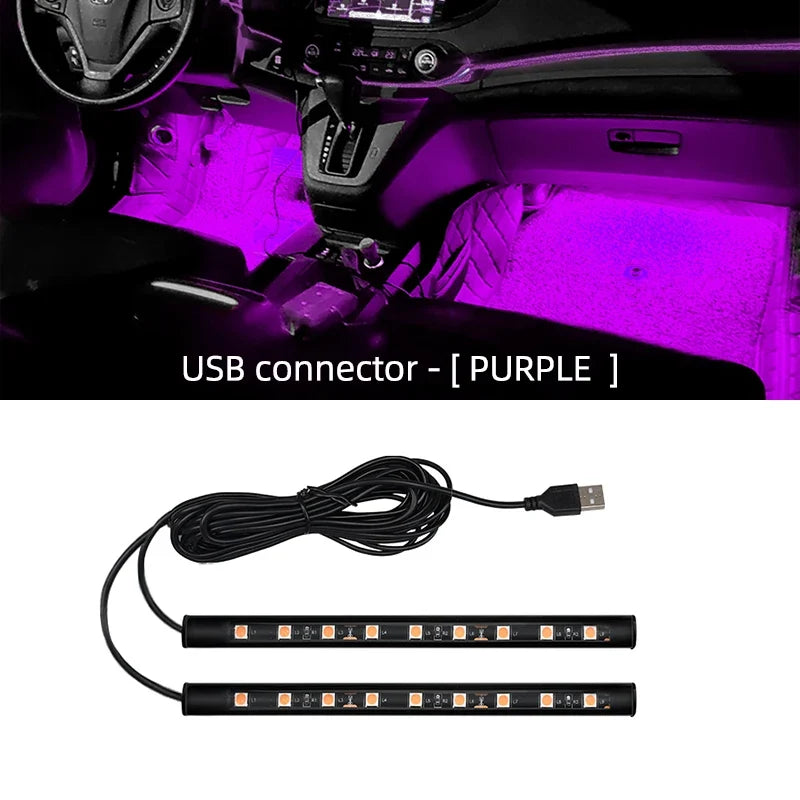Neon 18 LED Car Interior Ambient Foot Light | USB Auto Atmosphere Decorative Lamp