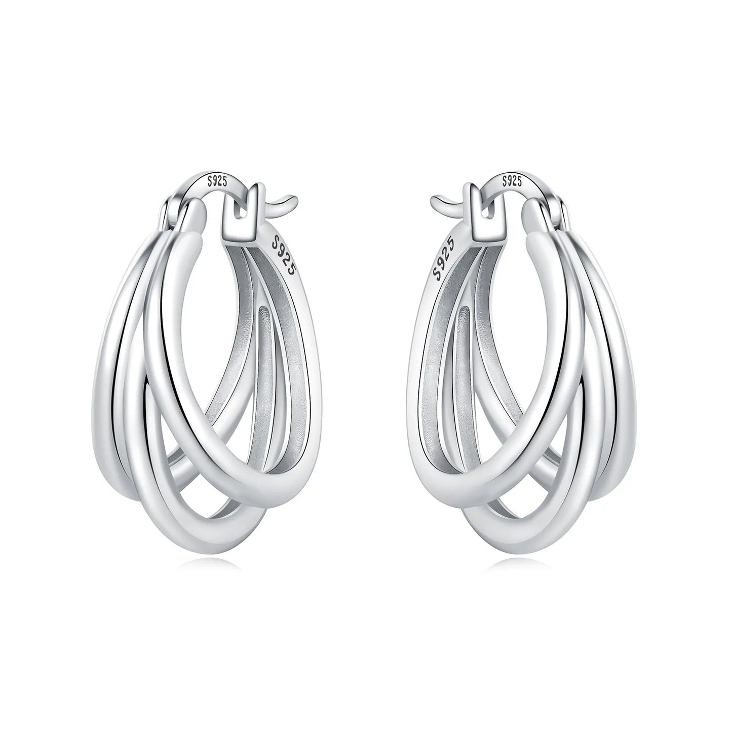 925 Sterling Silver Multi-Layer Hoop Earrings | Trendy Fine Jewelry Gift for Women