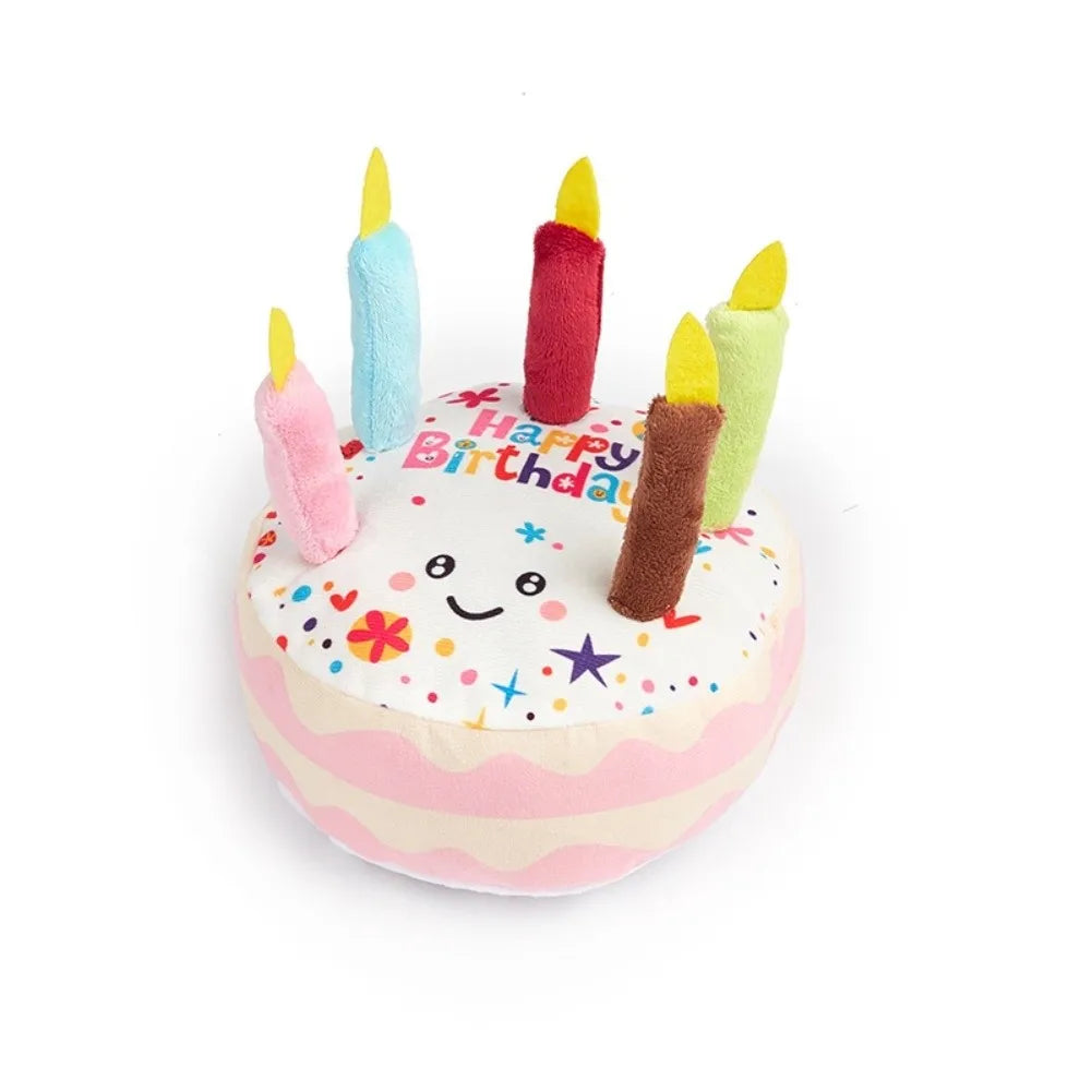 New Birthday Cake Dog Toys Interactive Bite Resistant Gnaw Toys Puppy Teething 16cm Stuffed Cake Doll Party Decor
