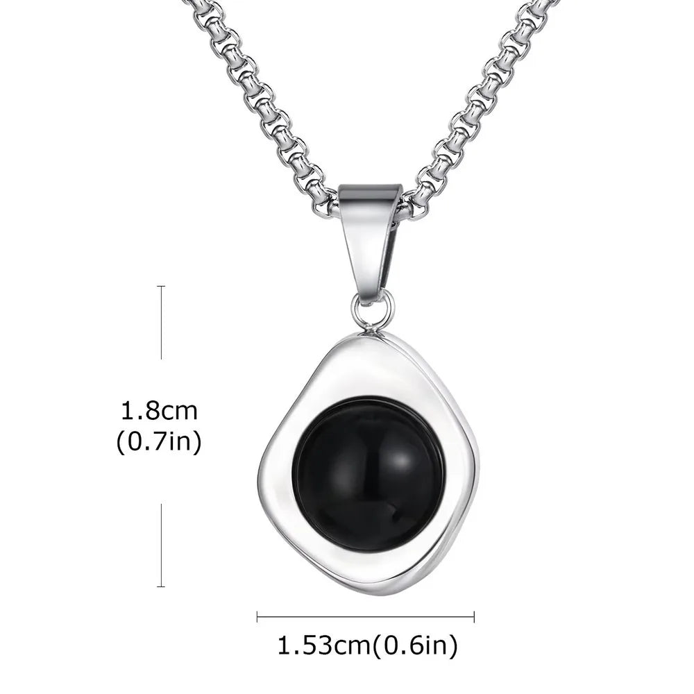 Vnox Tiger Eye Stone Irregular Pendant Necklace | Stainless Steel Natural Stone Jewelry for Men