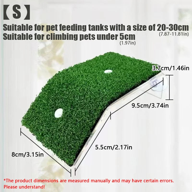 Turtle Basking Platform Turtle Habitat Simulation Lawn Ramp Turtle Dock Floating Island for Reptile Terrarium Aquarium Accessory