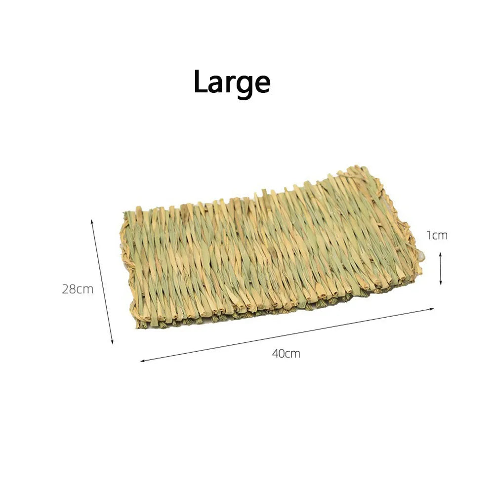 Rabbits Bunny Pet Chew Mat Small Animal Woven Hay Mat Natural Straw House Cage Accessories For Guinea Pig Chinchilla Hamster Rat