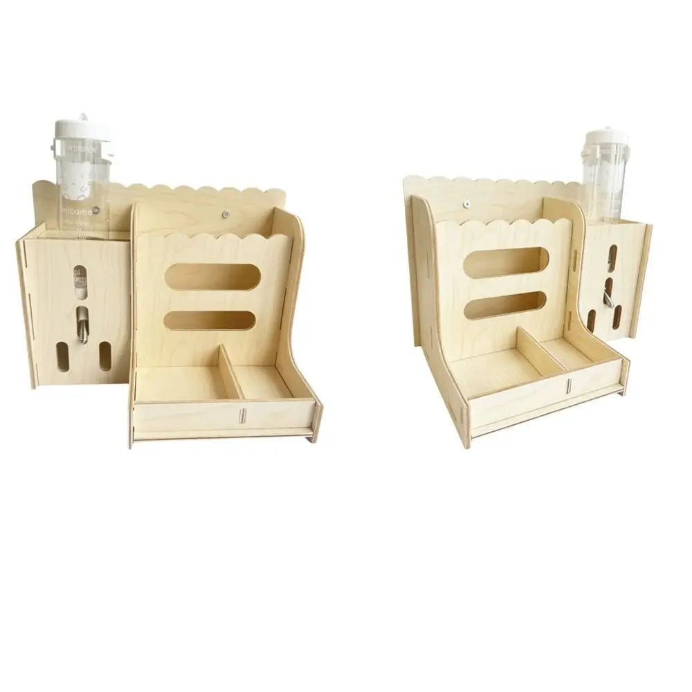 2 in 1 Rabbit Hay Feeder Bite Resistant Detachable Rabbit Food Manger with Bottle Wooden Grass Dispenser Cage Accessories