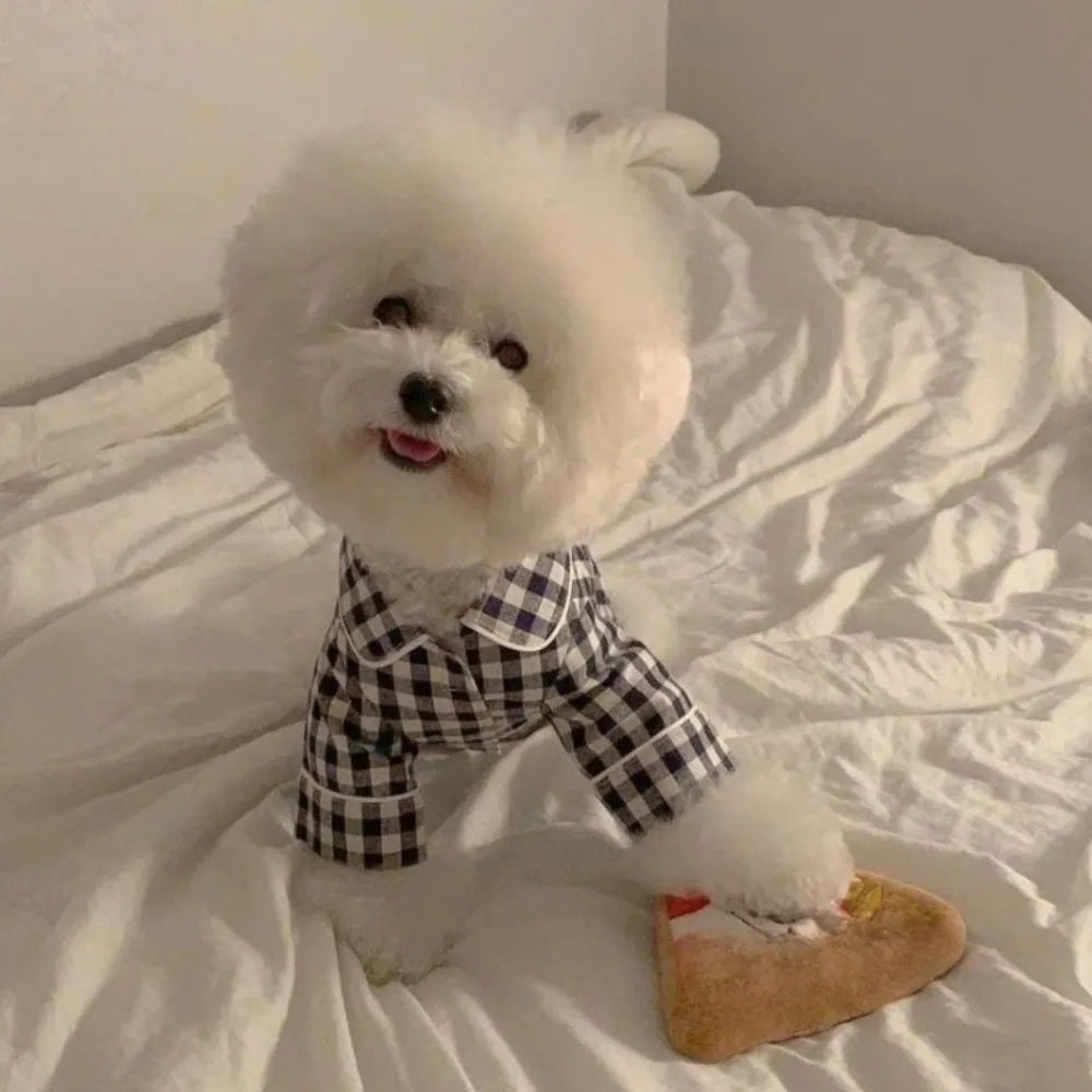 Pet Decoration Comfortable Ins Plaid Shirts Pet Clothing Elegant Fashion Dogs Pajamas Costume Cute Cat Dog Clothes Pet Parties