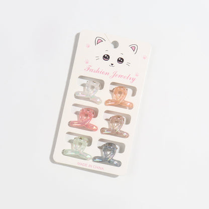 Korean Style Mini Claw Clip 6 Cards Jelly Color Barrettes