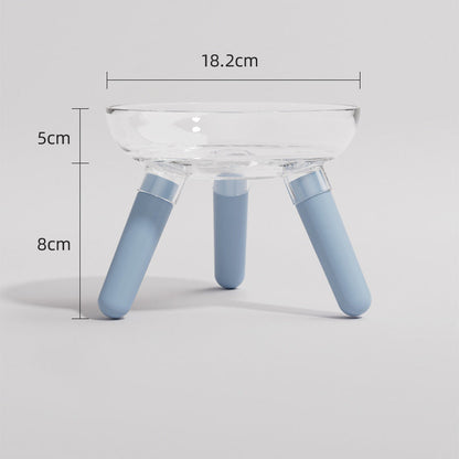 Pet Cat And Dog Feeding Bowl Household Cat And Dog Drinking Water Anti-knock Feeder Transparent Glass Bowl Cat Bowl