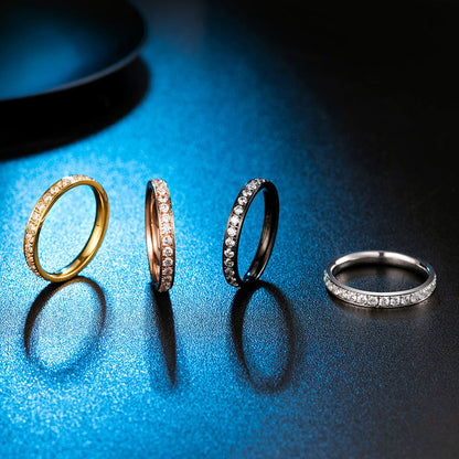 Diamond Titanium Steel Stackable Women's Ring