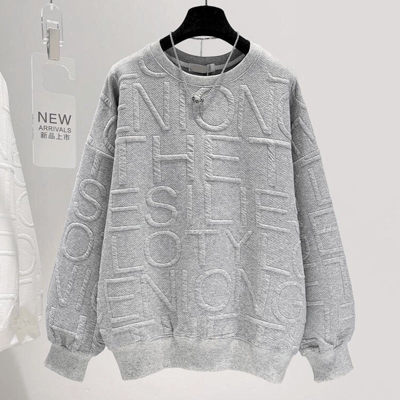 Men's and Women's 3D Letter Loose Long Sleeve Top