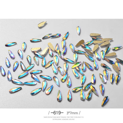 10Pcs Long Water Drop Rhinestone Nail Decor