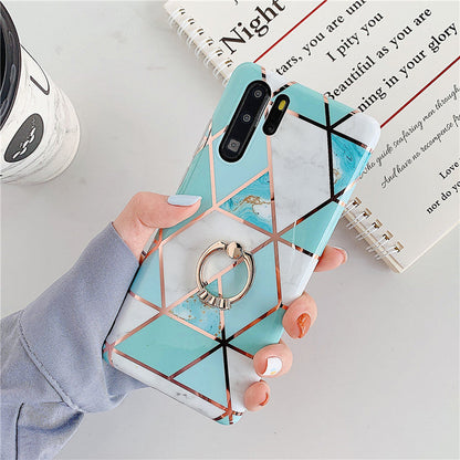Electroplating mosaic marble ring phone case