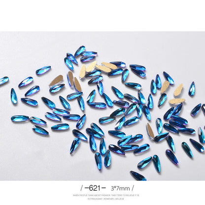 10Pcs Long Water Drop Rhinestone Nail Decor