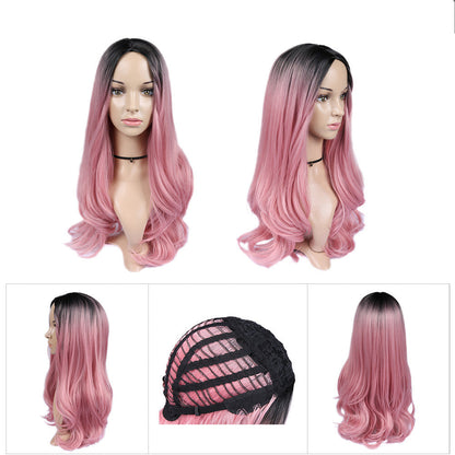 Blonde Ombre Long Curly Wig  Black Root