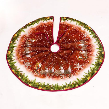 Christmas Tree Skirt Decorations Gift Scene Decor
