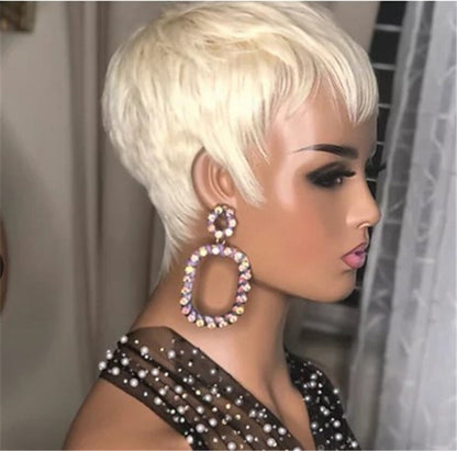 Golden Synthetic Short Straight Hair Wig