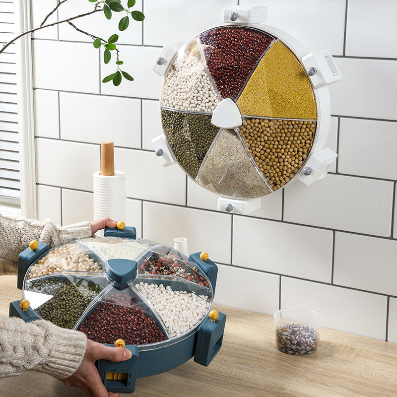 Wall-Mounted Rotating Grain Dispenser for Kitchen