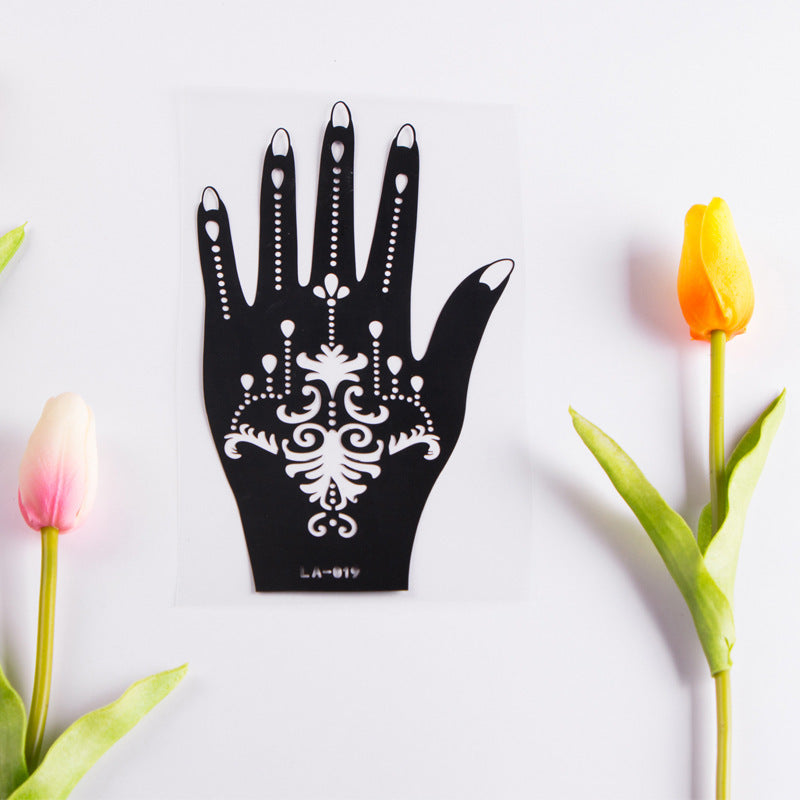 2 Sheets Temporary Hand Tattoo Decal Henna Stencil