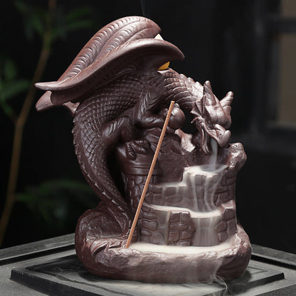 Zisha Ceramic Incense Burner, Dragon