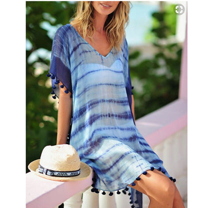 Purple Chiffon Beach Blouse - Plus Size Cover-Up