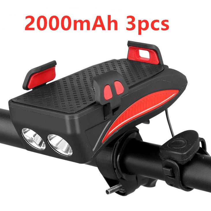 Bike Phone Holder with Charger, Bell, and Light