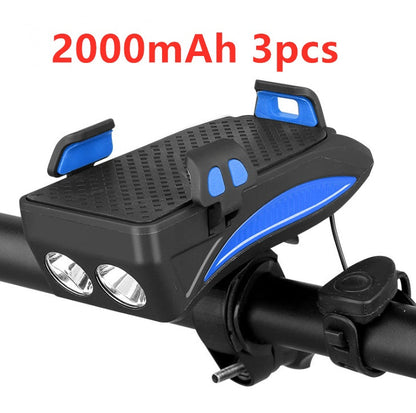 Bike Phone Holder with Charger, Bell, and Light
