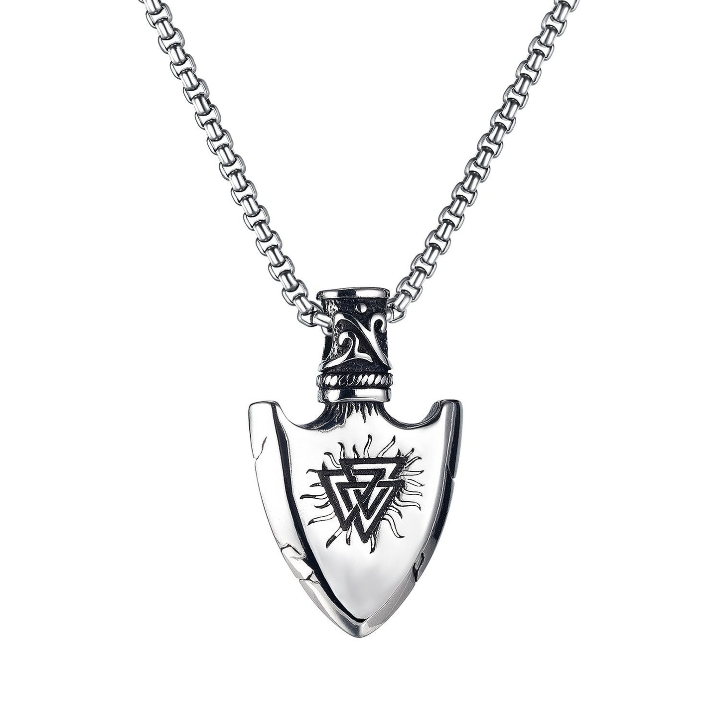 European Stainless Steel Shield Pendant