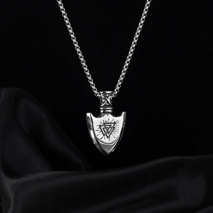 European Stainless Steel Shield Pendant