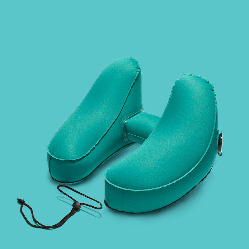 Hooded Inflatable Travel Neck Pillow