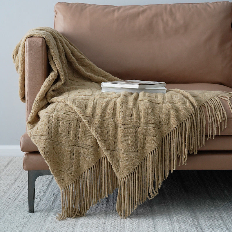Jacquard Knitted Bed Tail Towel Winter Blanket