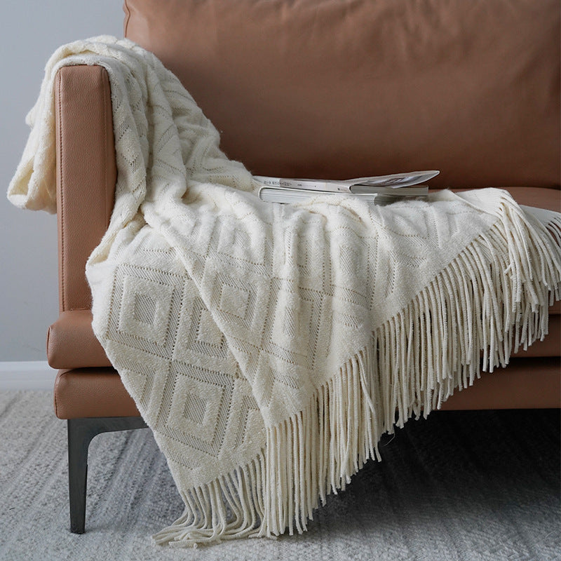 Jacquard Knitted Bed Tail Towel Winter Blanket
