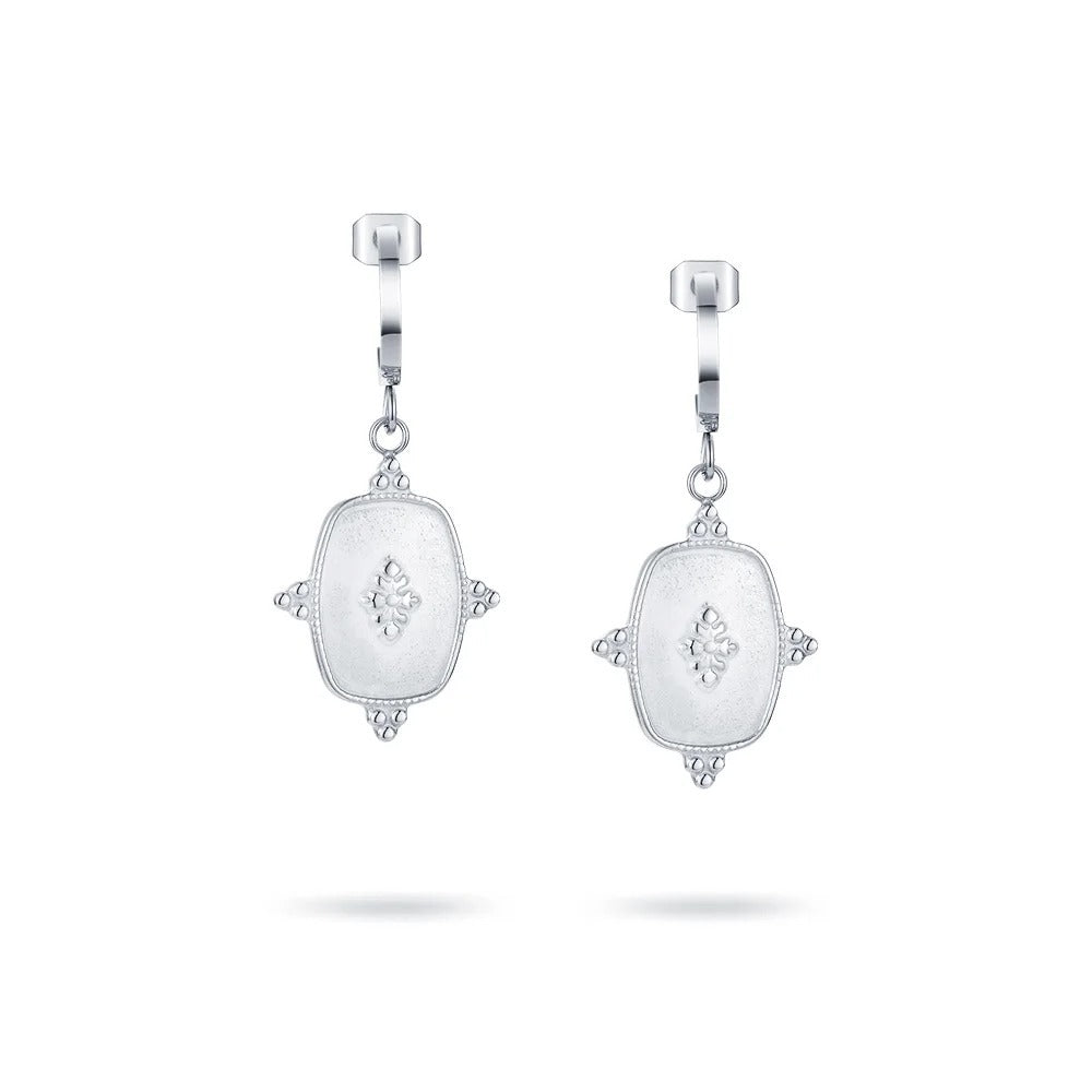 18K Gold Titanium C-Shaped Block Earrings