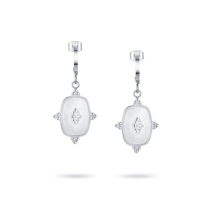 18K Gold Titanium C-Shaped Block Earrings