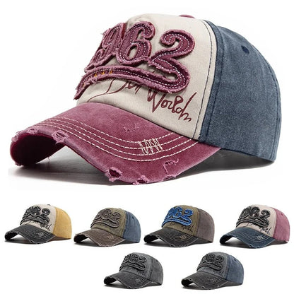1962 Embroidery Vintage Washed Cotton Baseball Cap | Unisex Adjustable Snapback Hat