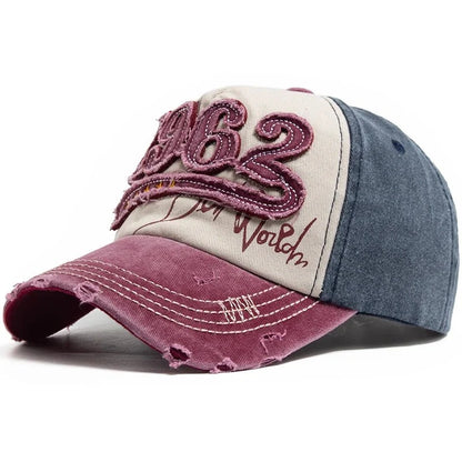 1962 Embroidery Vintage Washed Cotton Baseball Cap | Unisex Adjustable Snapback Hat