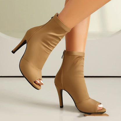 High-heeled Women's Stiletto Boots With Fishmouth.
