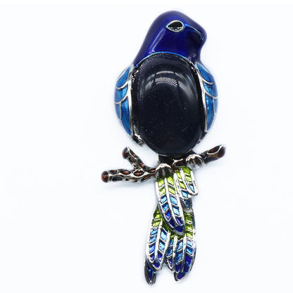 Gemstone Inlaid Brooch Pendant