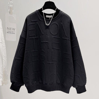 Men's and Women's 3D Letter Loose Long Sleeve Top