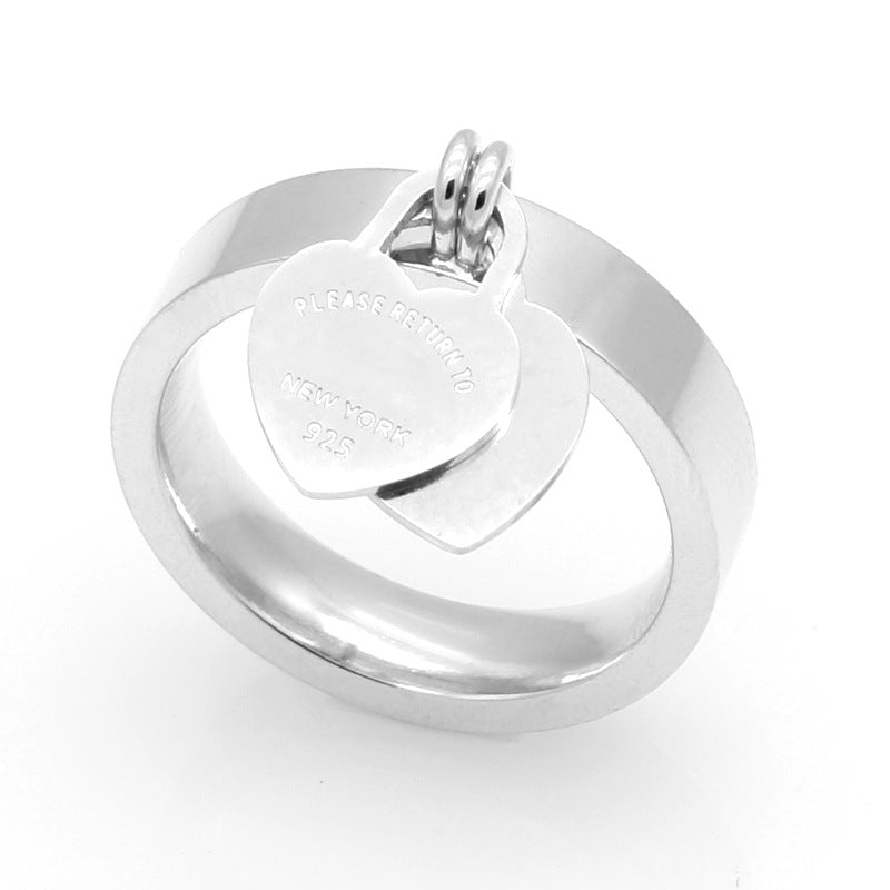 Gold-plated Heart-shaped Titanium Steel Ring