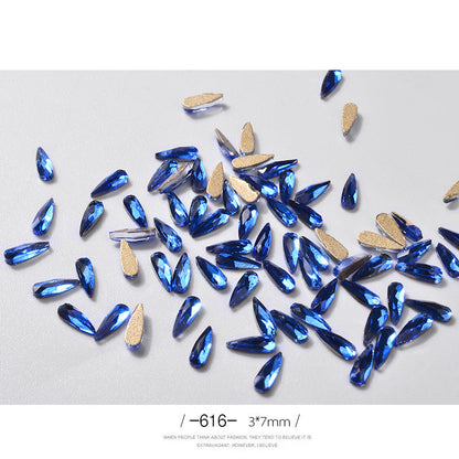 10Pcs Long Water Drop Rhinestone Nail Decor