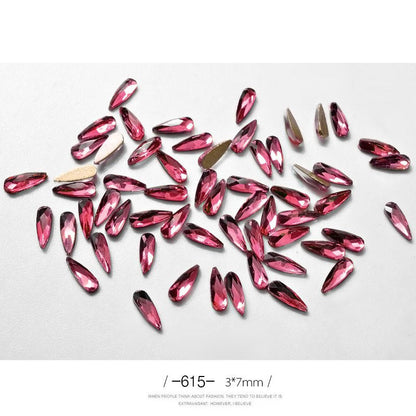 10Pcs Long Water Drop Rhinestone Nail Decor