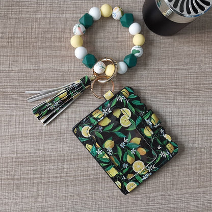 Silicone Beads Bracelet Key Chain Leopard Print