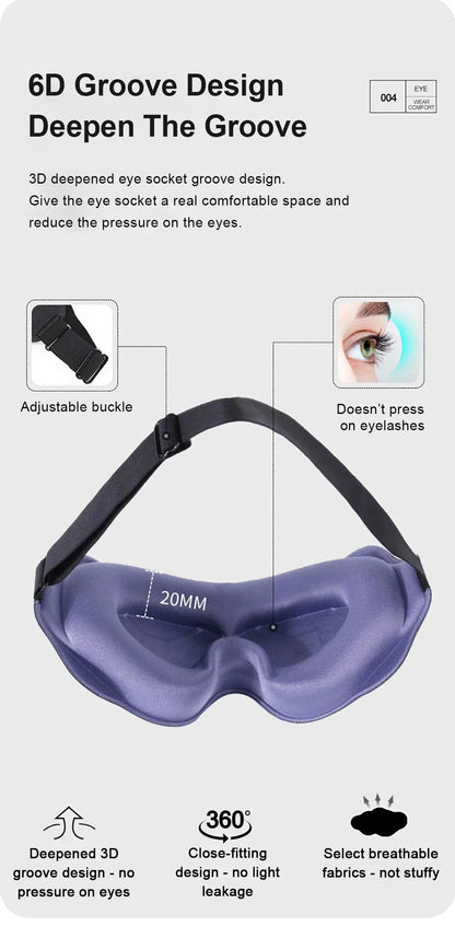 3D Sleeping Mask with Padded Light Blocking | Soft Ergonomic Eyeshade