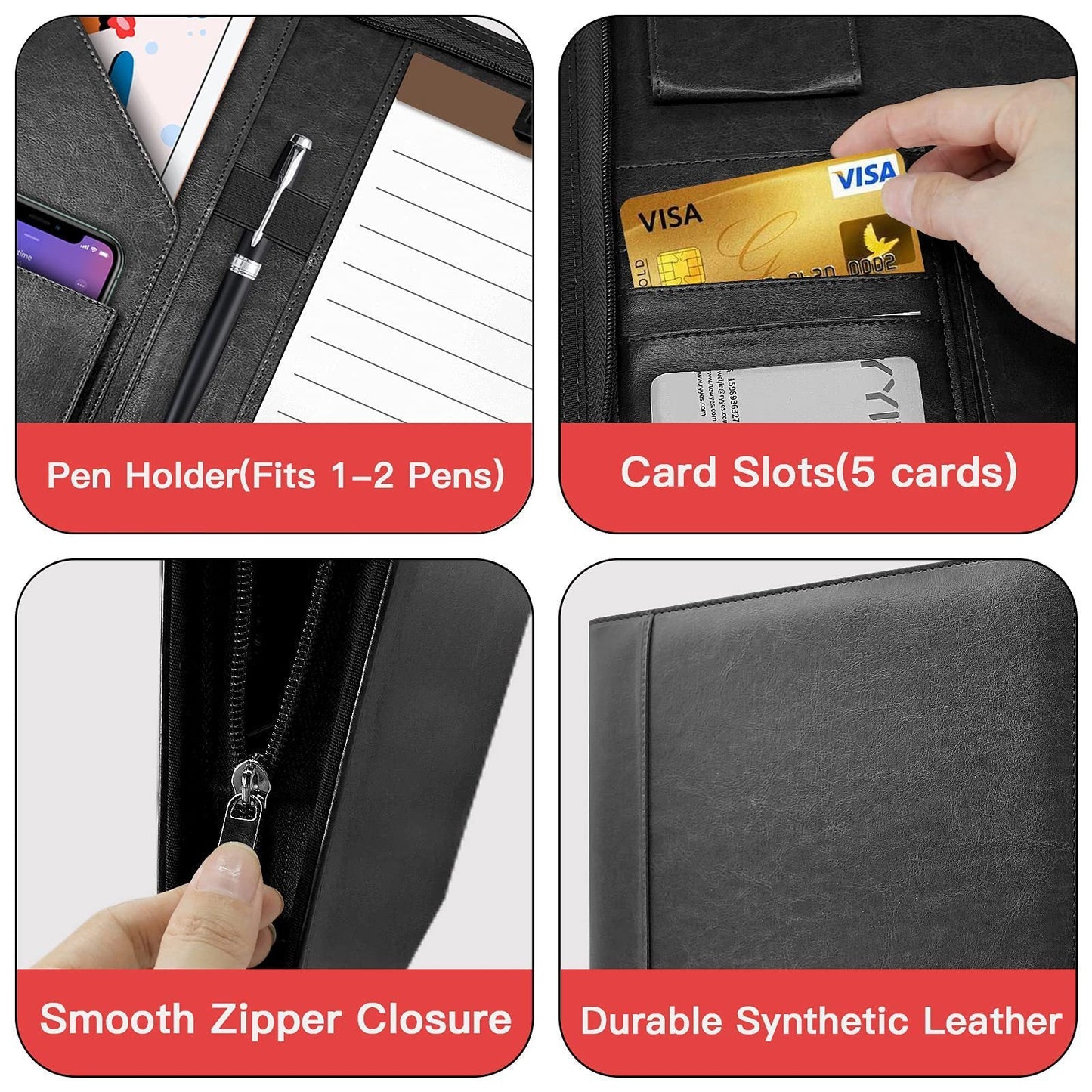 Zipper Leather Envelope Storage Bag