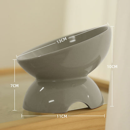 Cat Bowl Ceramic Cat Food Bowl Cat Food Basin Plate Feeding Water Oblique Rice Bowl Feeding Bowl Protecting Cervical Spine Pet Cat Supplies