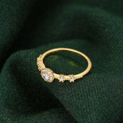 Lux Flower Rhinestone 925 Silver Proposal Ring